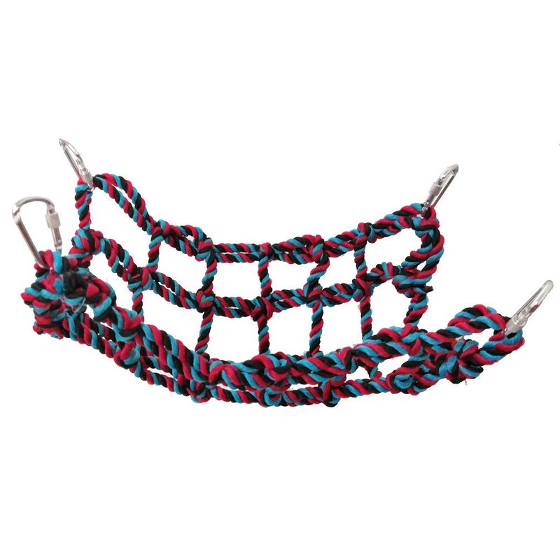 Litewoo Bird Climbing Cotton Rope Net Toy Grid Hammock for Parrot Rat Chinchilla Ferret Swing Thick Chew Rope Hammock Hanging Toys Cage Accessory (Medium Size) - Image 4